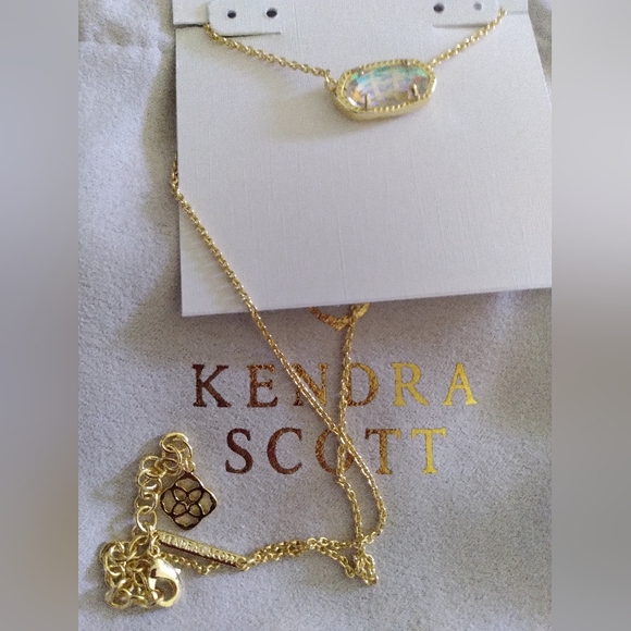 NEW Elisa Kendra Scott Dichroic Glass Gold Necklace - Picture 2 of 14